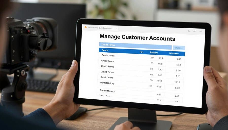 Manage customer accounts, credit terms and rental history Manage customer accounts, credit terms and rental history workflow in rental operations
